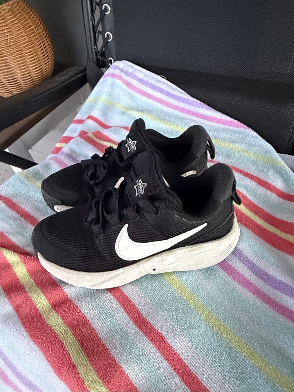 Nike Kids Black and White Swoosh Athletic Sneakers